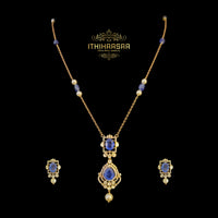 Harika Tanzanite Uncut Polki Necklace Set