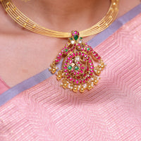 Mayurika Hasli Necklace with detachable Kundan Pendant Set
