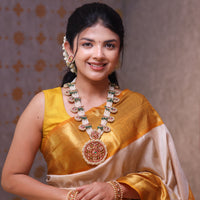 Mayura Mukthika - Real Pearl Peacock Kundan Haar