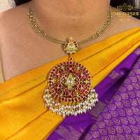 Aditi Antique Kundan Hasli Pendant Set