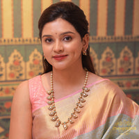Double Sided Pearl Mango Mala Set with classic white kundan mango mala made with 92.5 silver with matching 92.5 silver