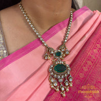 Aarohi Statement Victorian Emerald Uncut Polki Jewellery