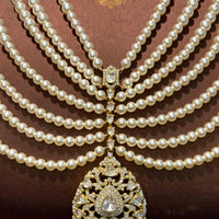 Vihana Uncut Polki Layered Pearl Haar Set