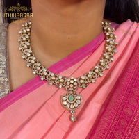 Zehra Russian Emerald Uncut Polki Necklace