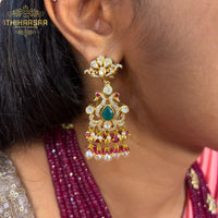 Peacock Ruby Haar with Earrings