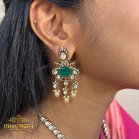 Aarohi Statement Victorian Emerald Uncut Polki Jewellery