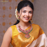 antique kundan necklace with earcuff jhumkas