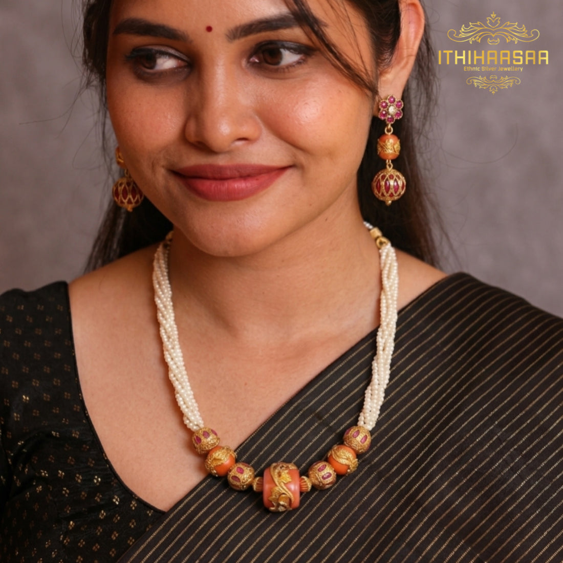 Thiya Pearl & Coral Necklace
