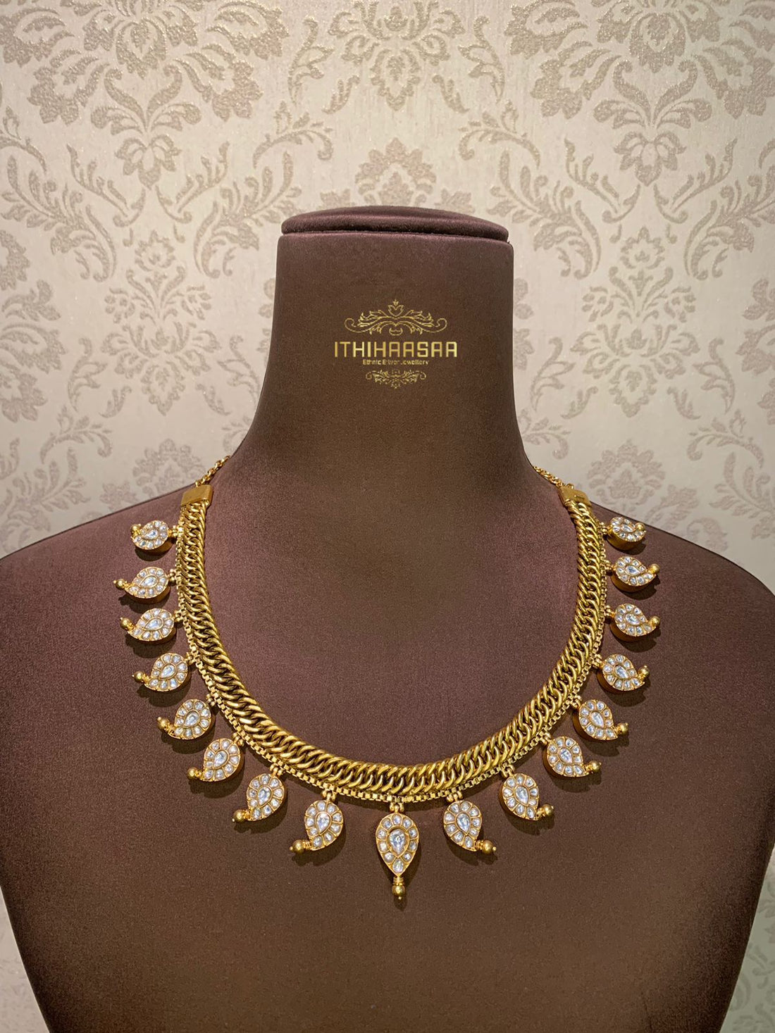 Rashmika Inspired Antique Kundan Necklace