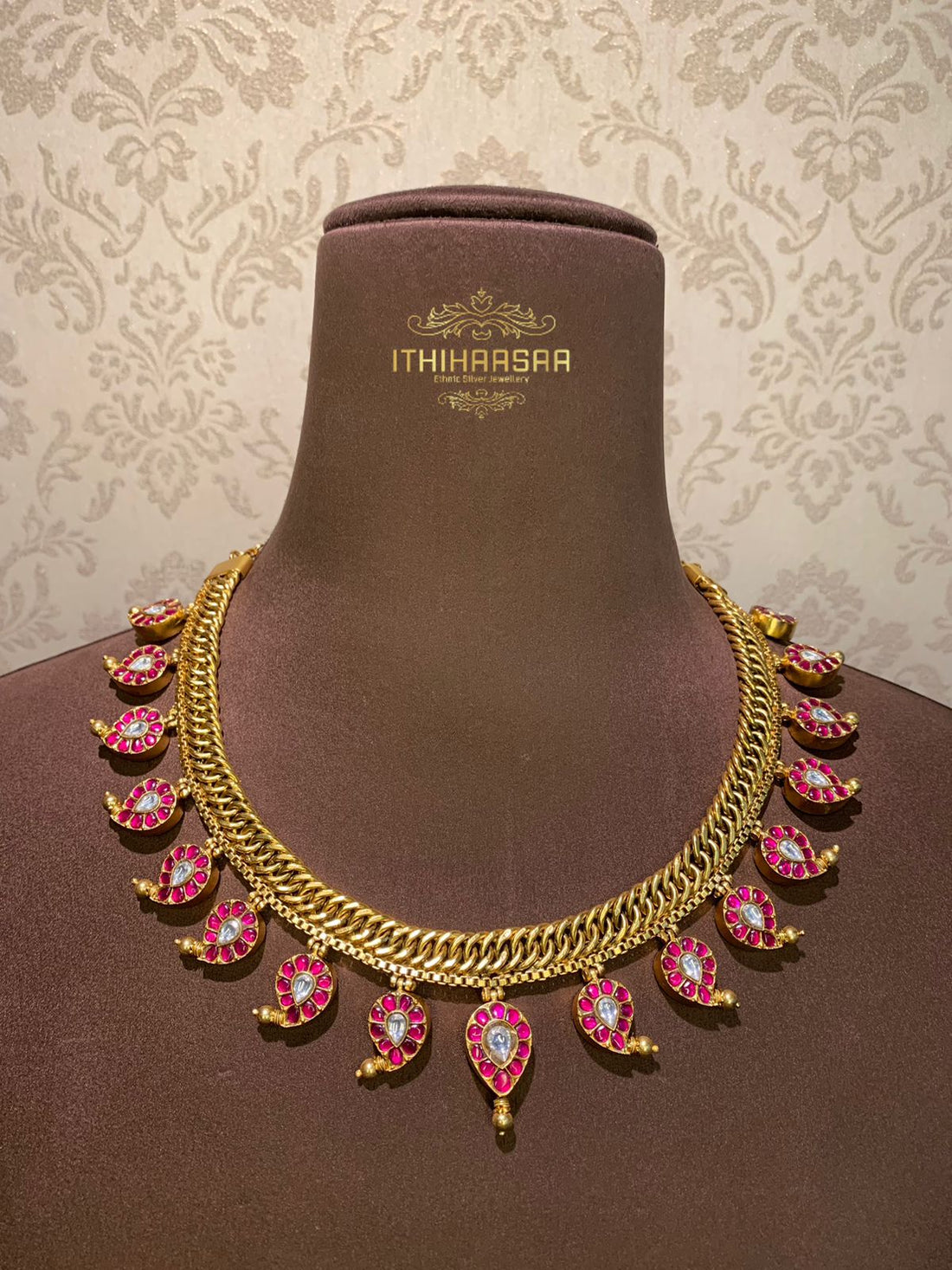 Rashmika Inspired Antique Kundan Necklace
