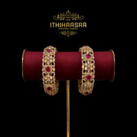 uncut polki ruby bangle made with 92.5 silver