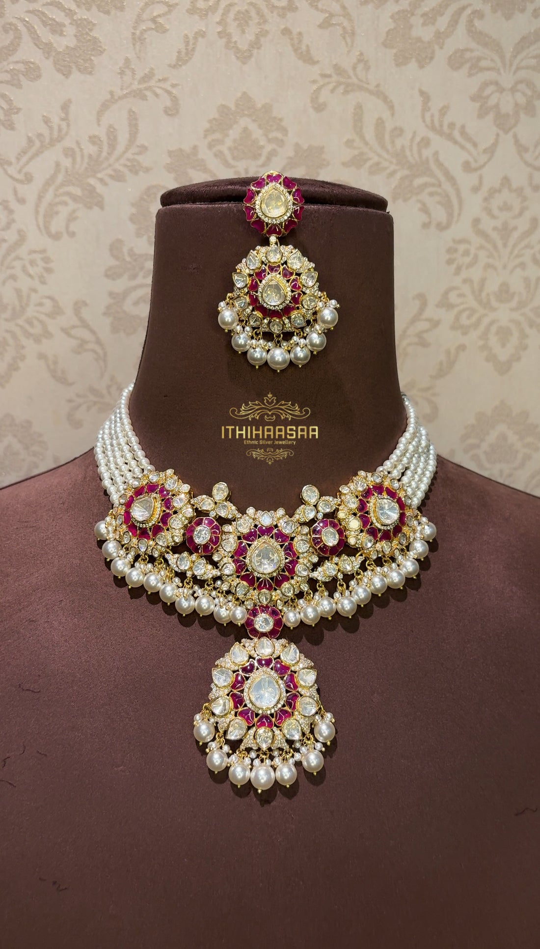 Ranika 2-in-1 Uncut Polki Ruby Choker/ Necklace