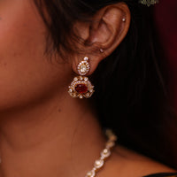 stunning ruby stones semi precious uncut polki stud made with 92.5 silver