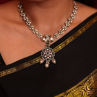 Vritika Peacock Uncut Polki Emerald Necklace Set