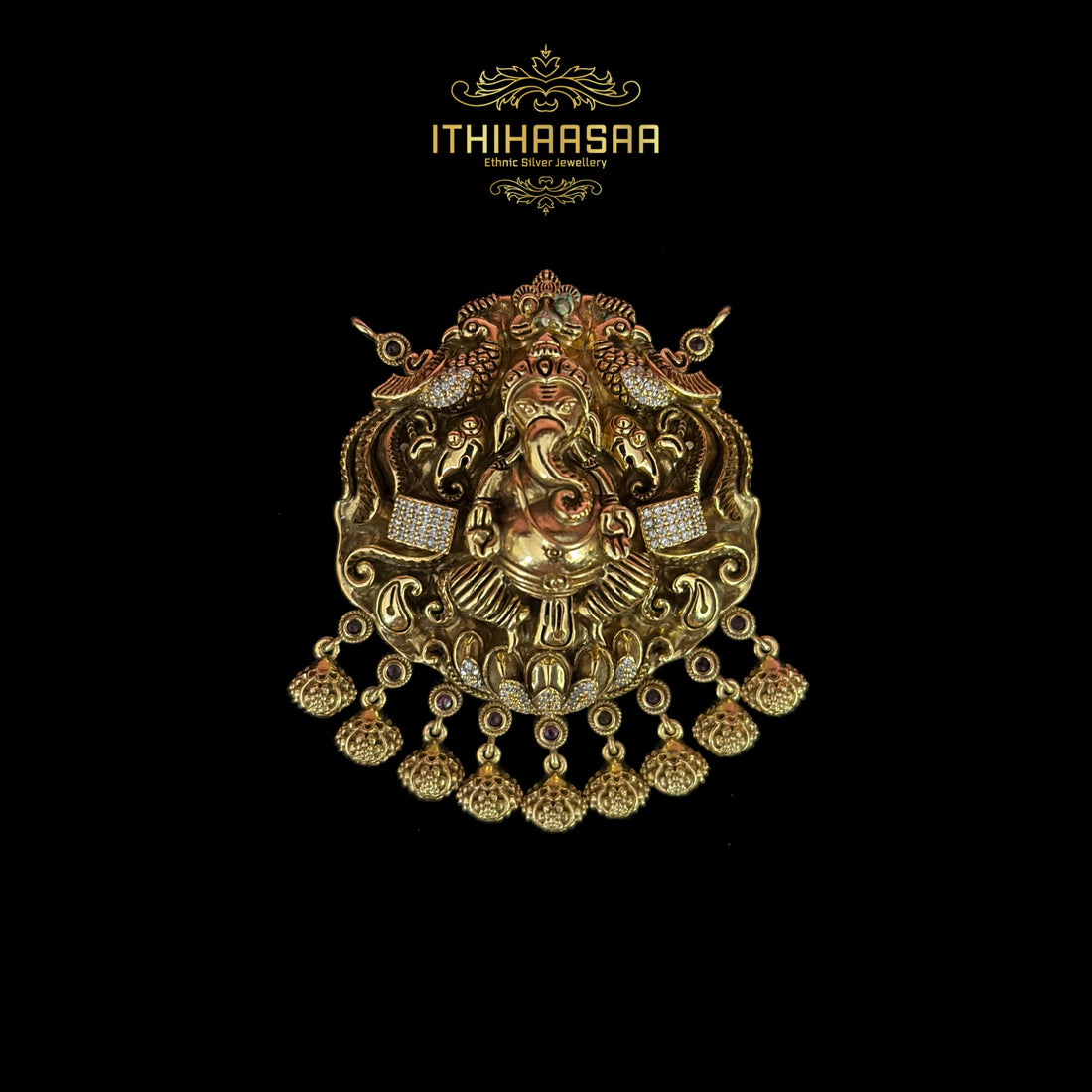 Lord Ganesha Antique Nakshi Pendant Set