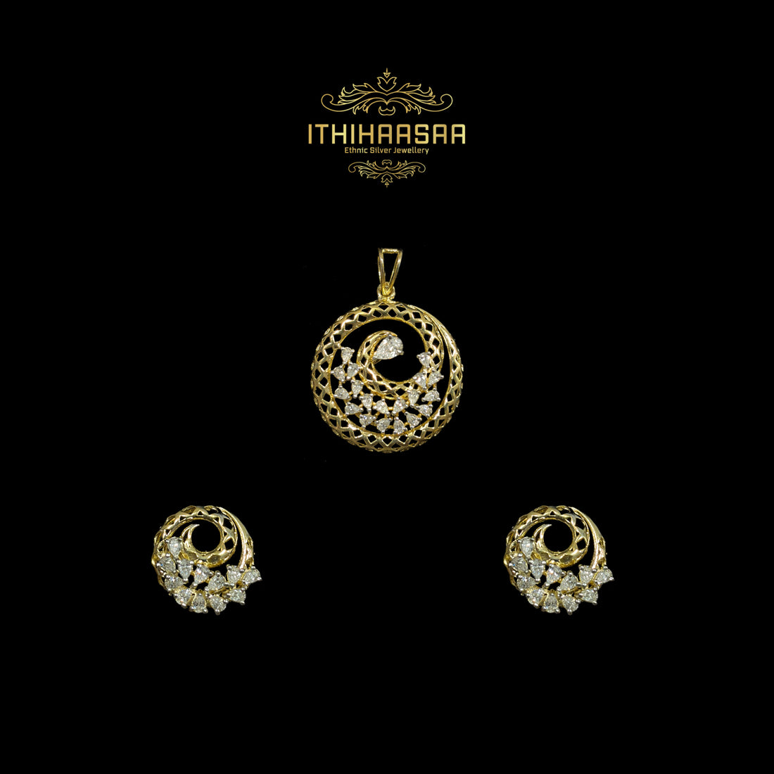 Ruhani Swirl CZ Pendant Set