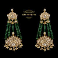 Myra Chandelier Danglers layered with onyx beads made with 92.5 silver