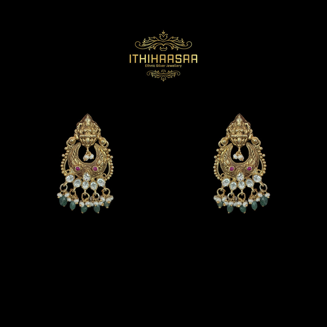 Saanvika Antique Nakshi Chandbali Earrings