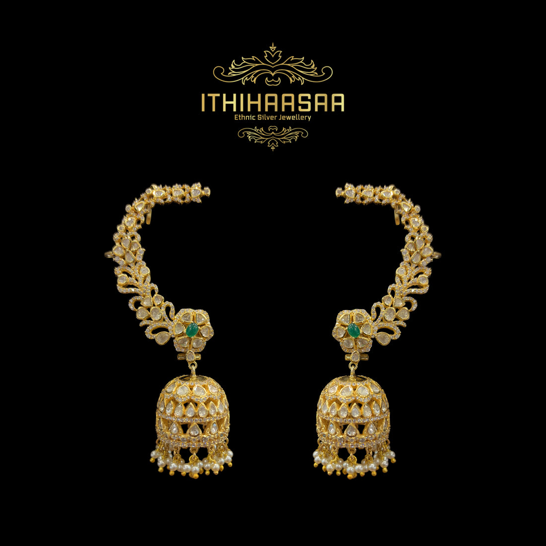 Arohi Uncut Polki Ear Cuff Jhumkas