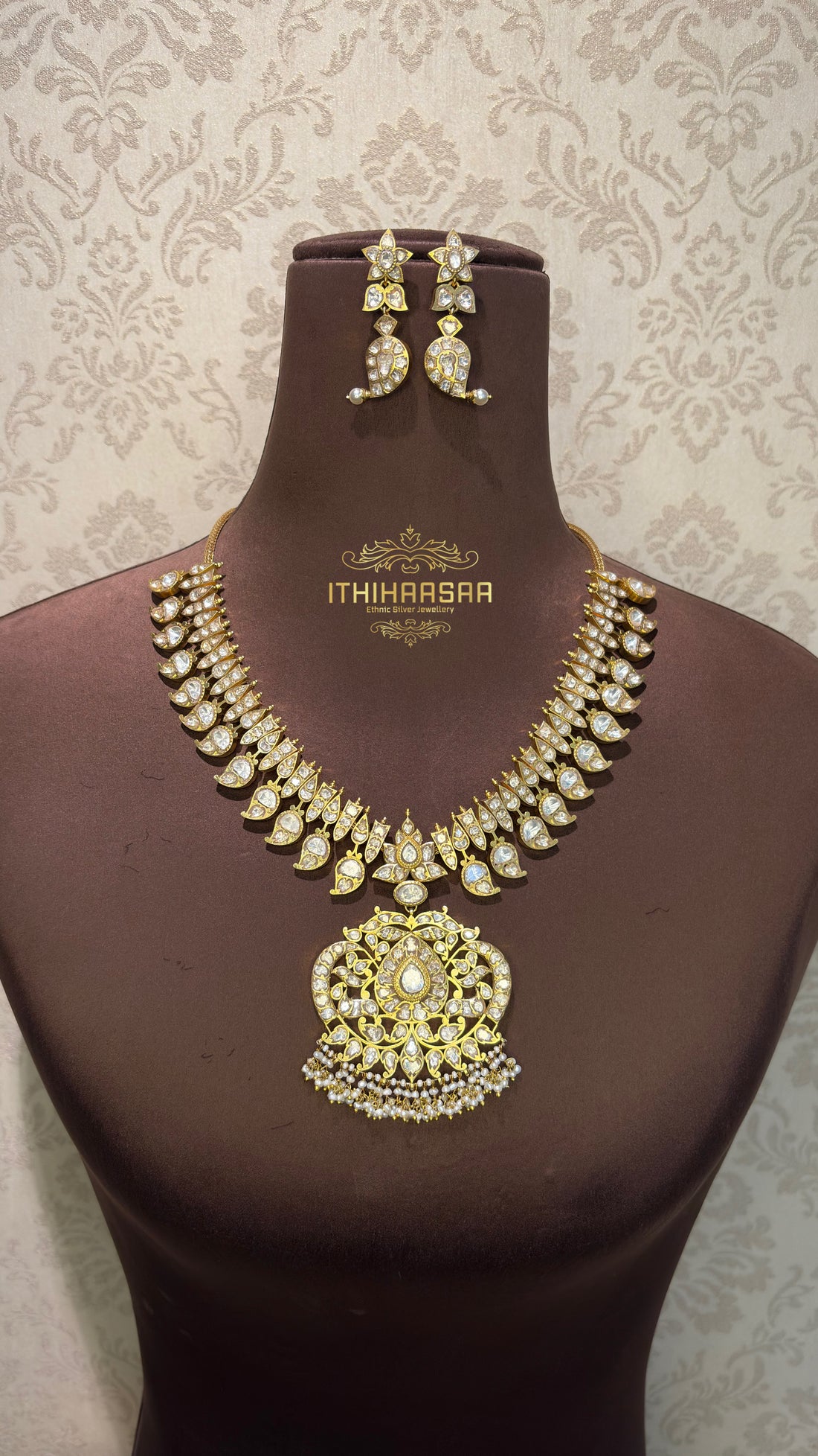 Meenakshi Polki Mango Necklace Set