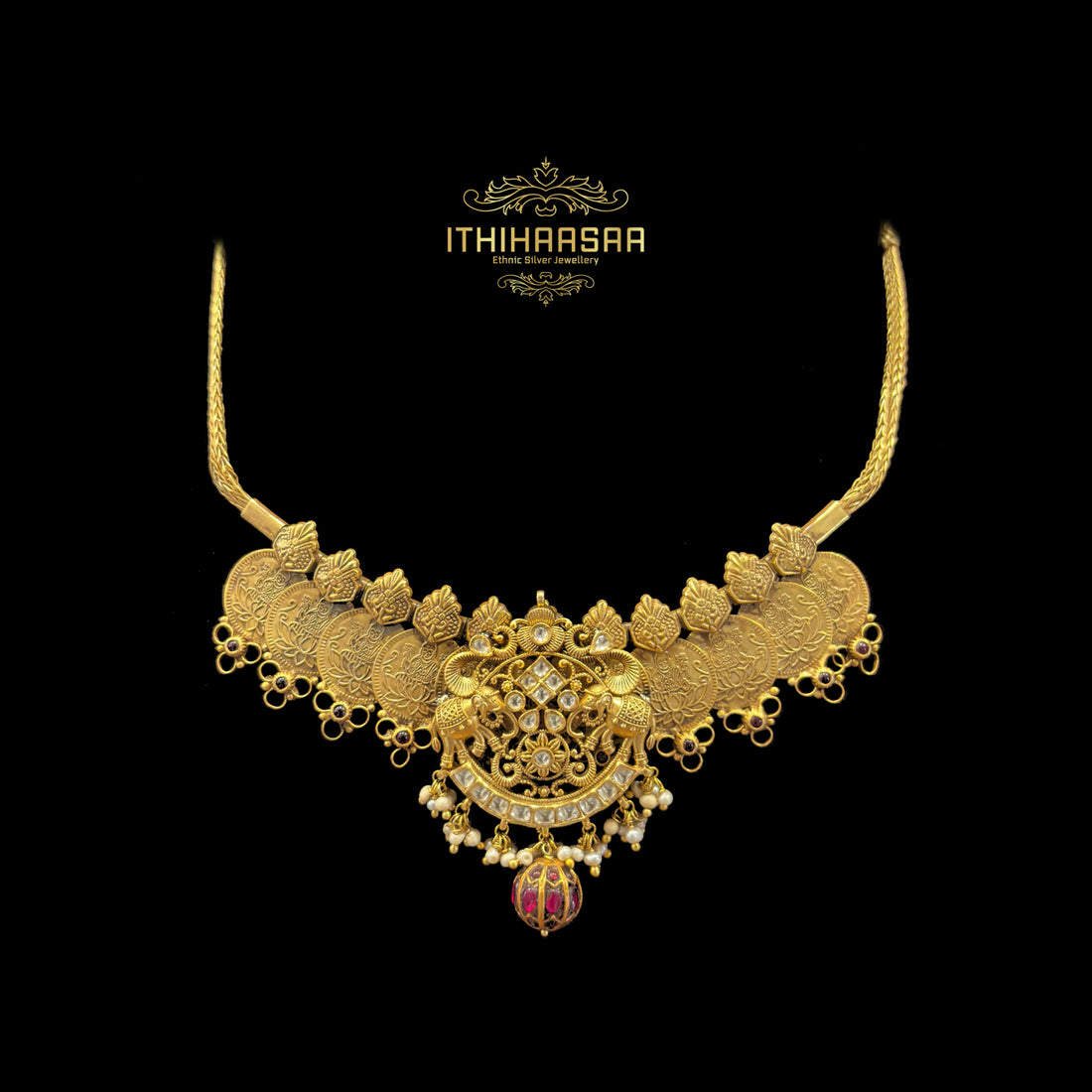 Bhavika Kundan Nakshi Kasu Necklace