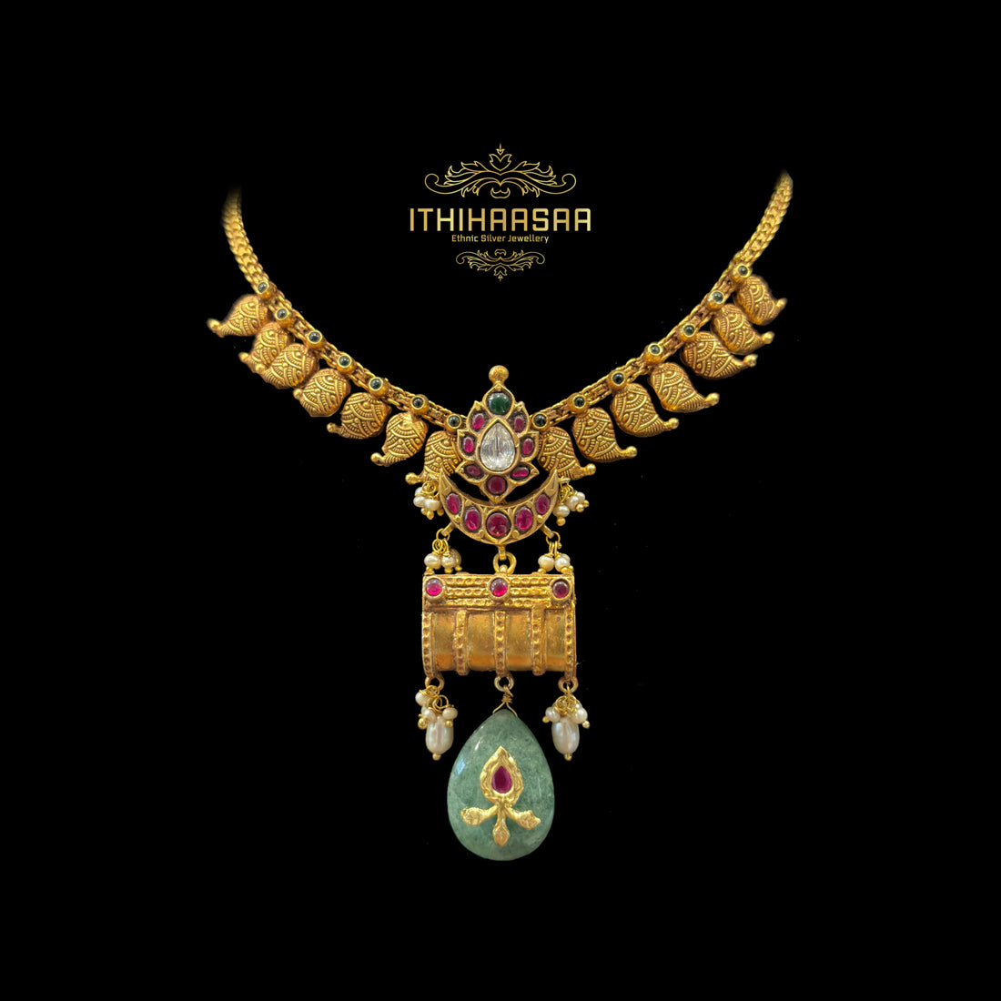 Nakshatra Antique Kundan Nakshi Mango Necklace