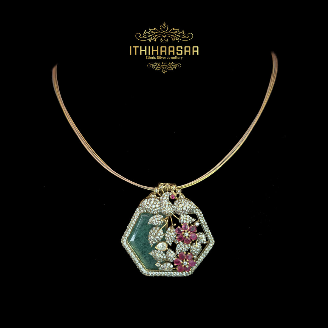 Rihana Peacock Pendant with Hasli