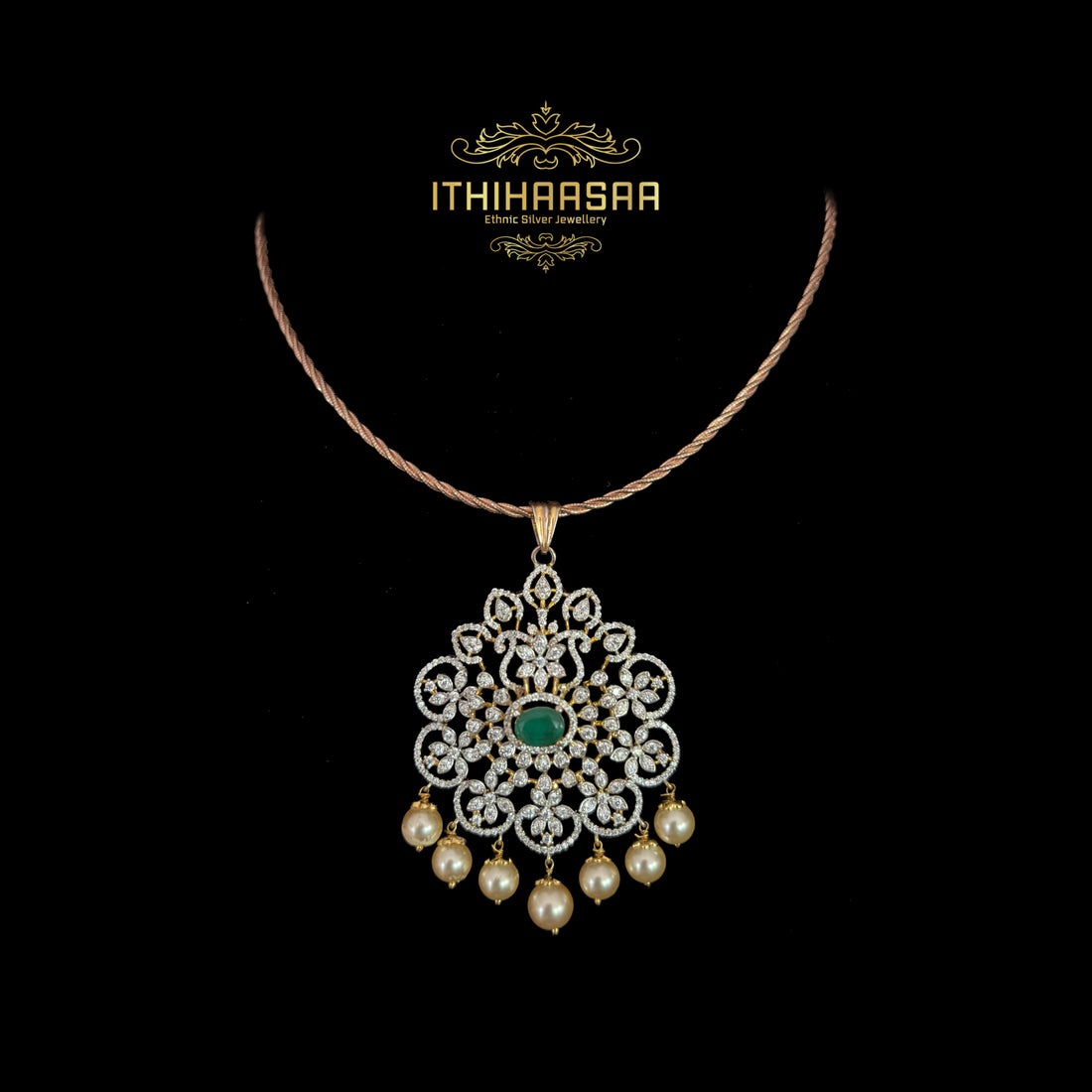 Rhea Dazzling CZ Emerald Hasli with Pendant