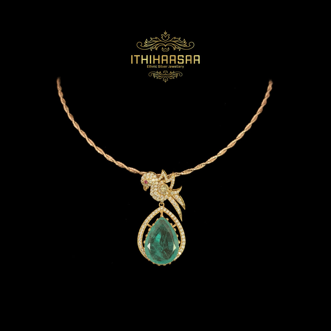 Agalya Russian Emerald Parrot Hasli Necklace