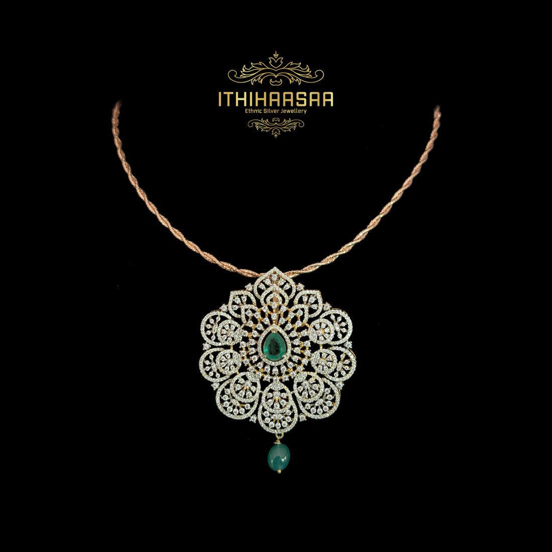 Sameeha CZ Emerald Pendant Hasli