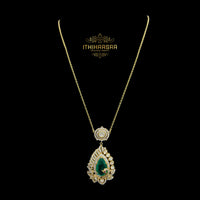 Ridhanya Emerald Polki Pendant Set