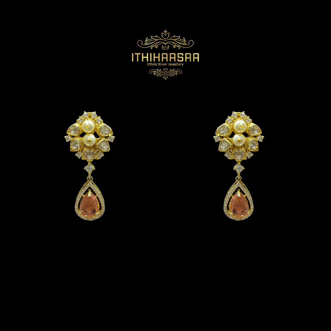 Kriti Tourmaline Uncut Polki Necklace Set