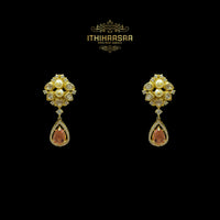 Kriti Tourmaline Uncut Polki Necklace Set