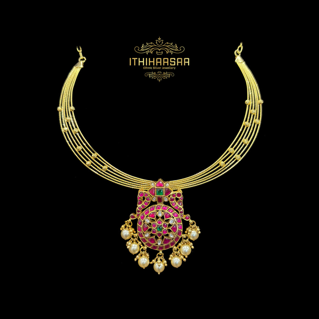 Mathi Kundan Hasli Necklace with Pendant