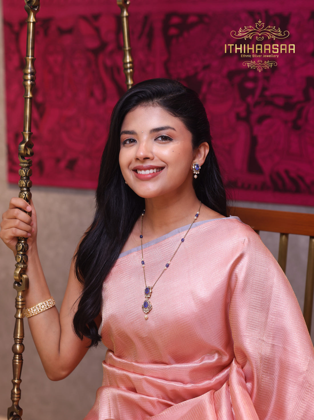 Harika Tanzanite Uncut Polki Necklace Set