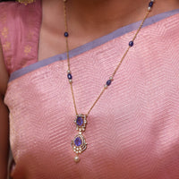Harika Tanzanite Uncut Polki Necklace Set