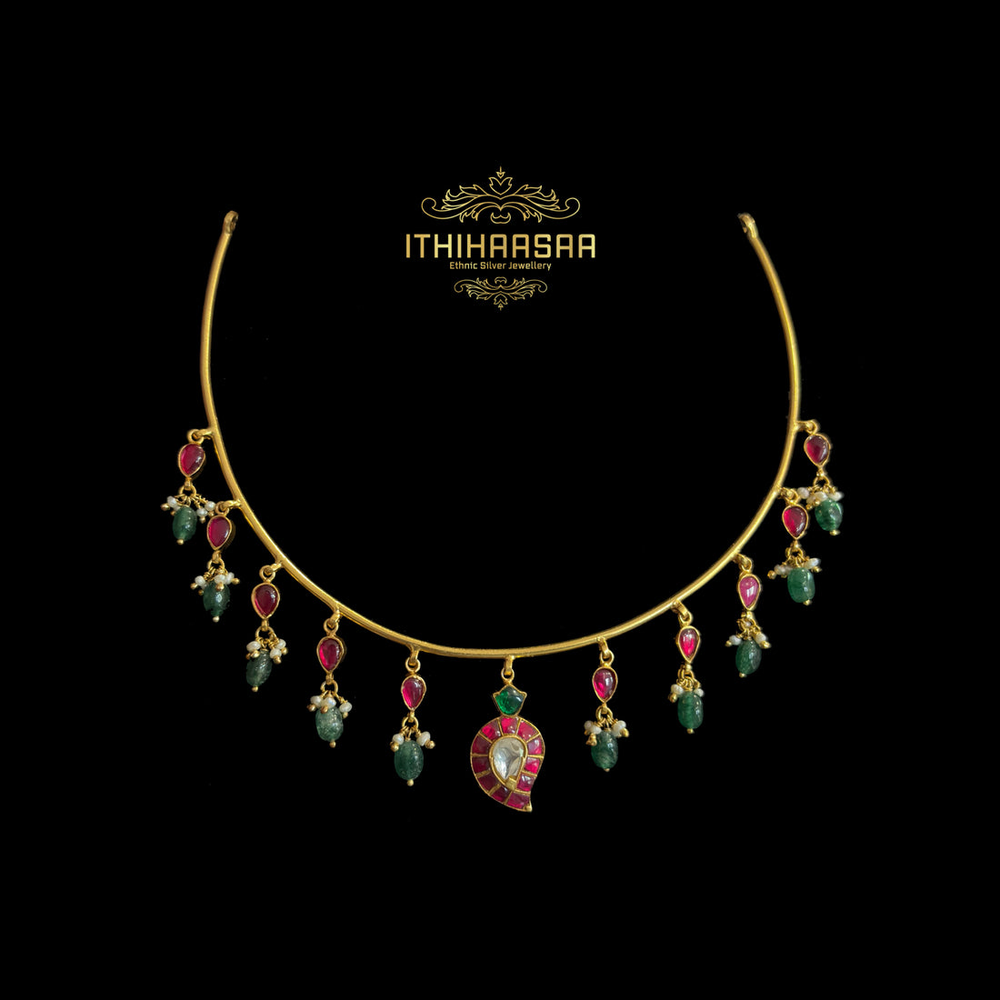 Vanya 2-in-1 Reversible Kundan Mango Hasli Necklace