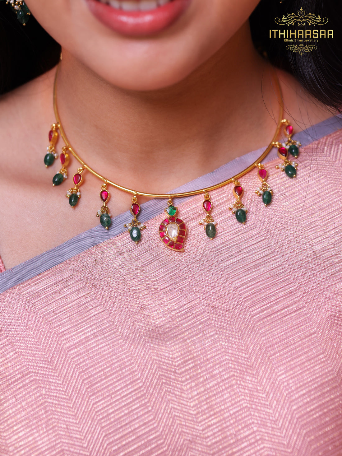 Vanya 2-in-1 Reversible Kundan Mango Hasli Necklace