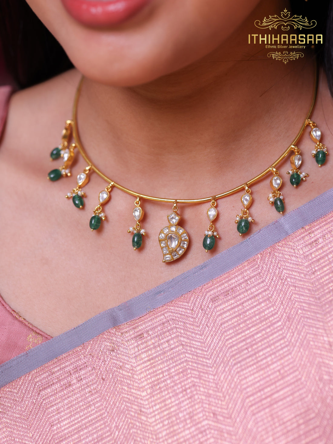 Vanya 2-in-1 Reversible Kundan Mango Hasli Necklace