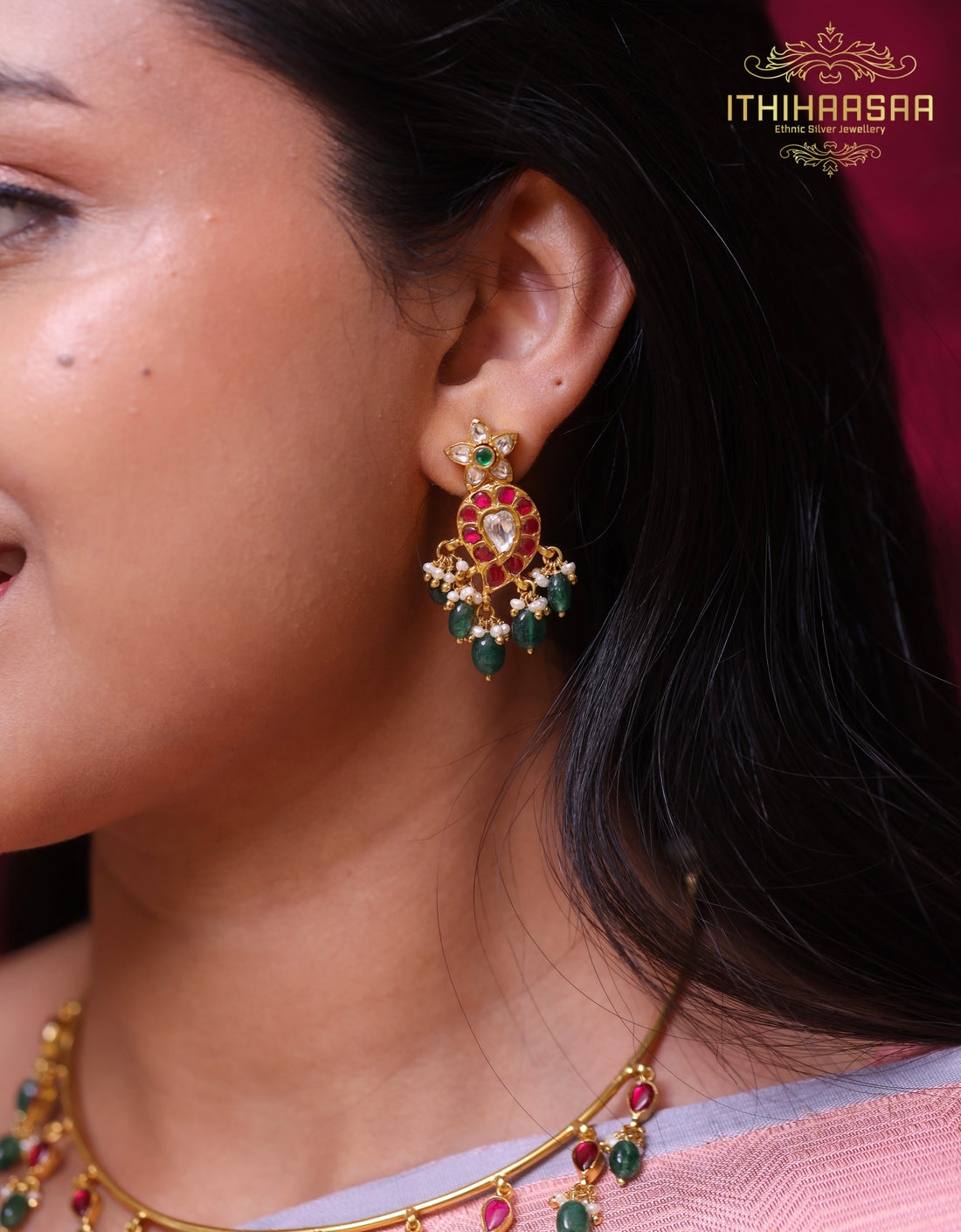 Vanya 2-in-1 Reversible Kundan Mango Hasli Necklace