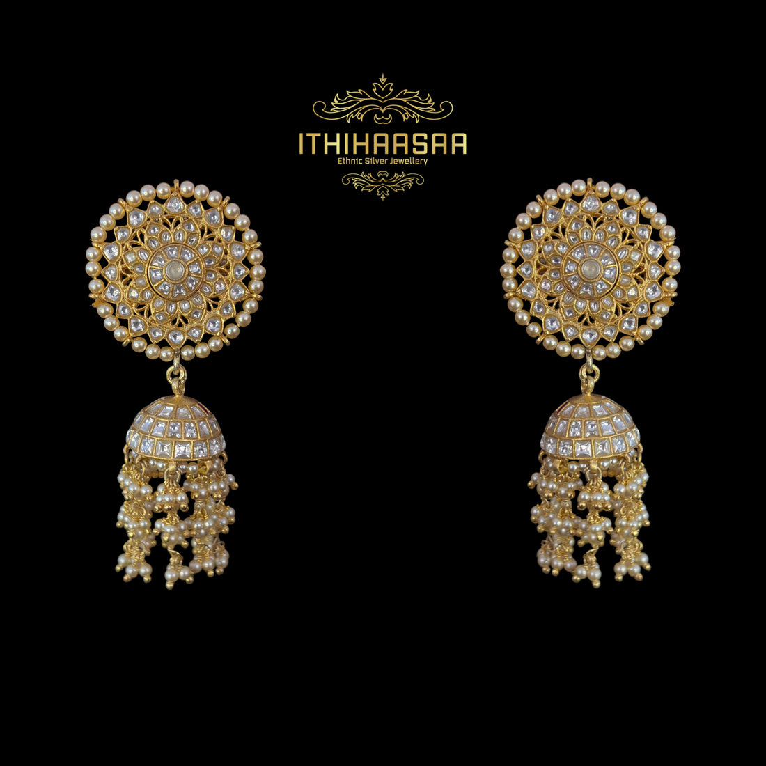 Swasthika 2-in-1 Reversible Kundan Jhumkas