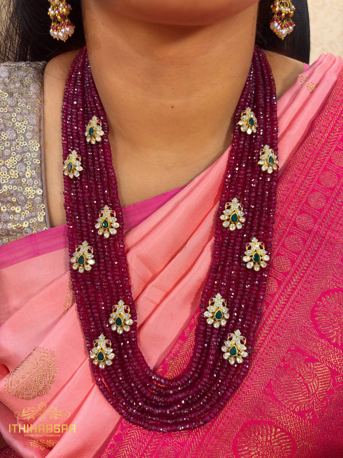 Peacock Ruby Haar with Earrings