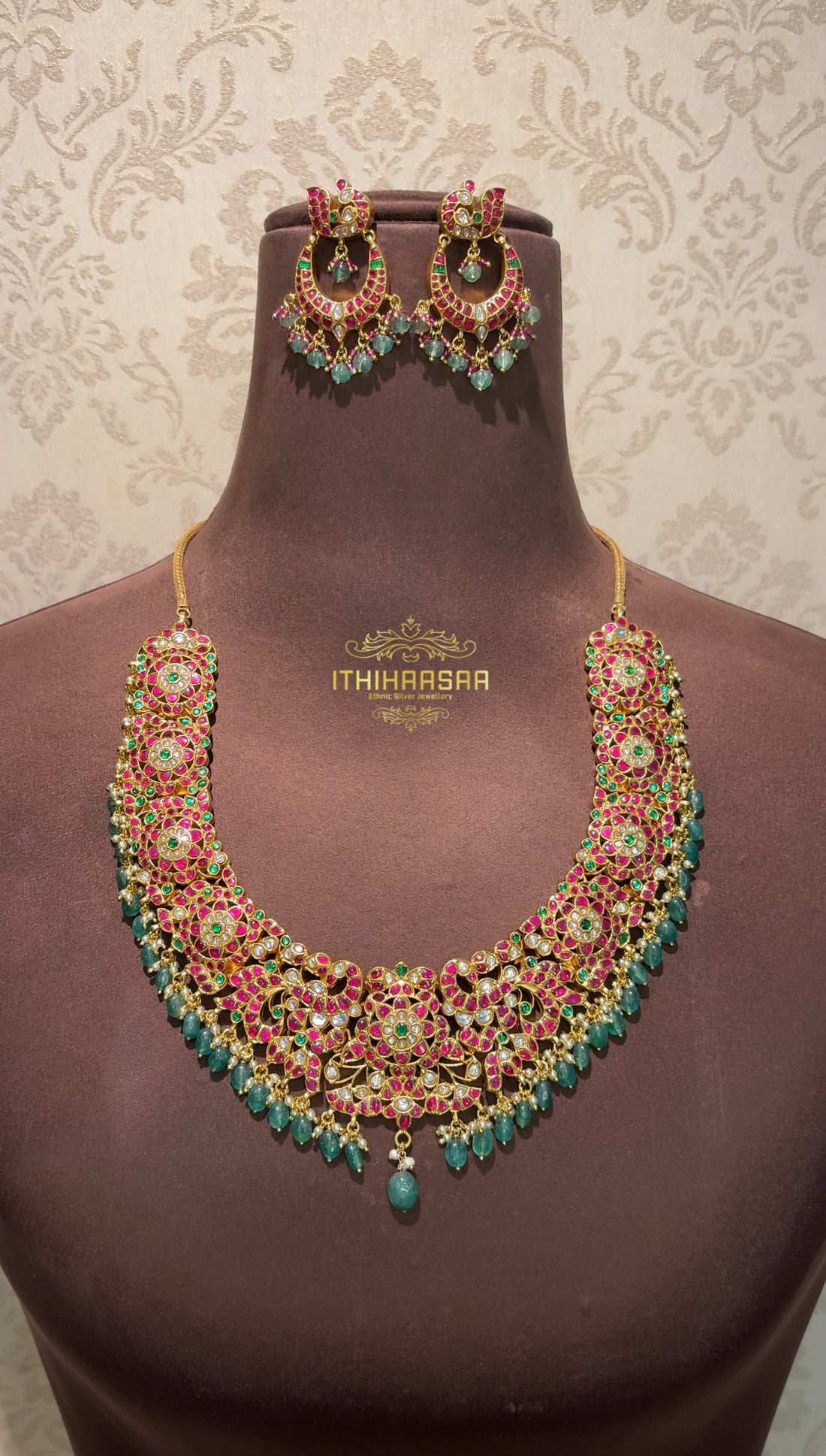 Mayura 3-in-1 Antique Jadau Kundan Necklace Set