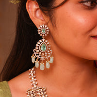 2 in 1 Grand Athmiha Uncut Polki Columbian Emerald Necklace