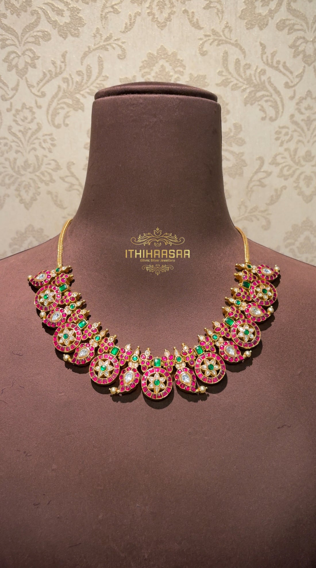  Double-Sided Antique Vintage Kundan Necklaces with real pearls and made with 92.5 silver