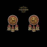 Antique Nakshi Peacock Kundan Jhumkas