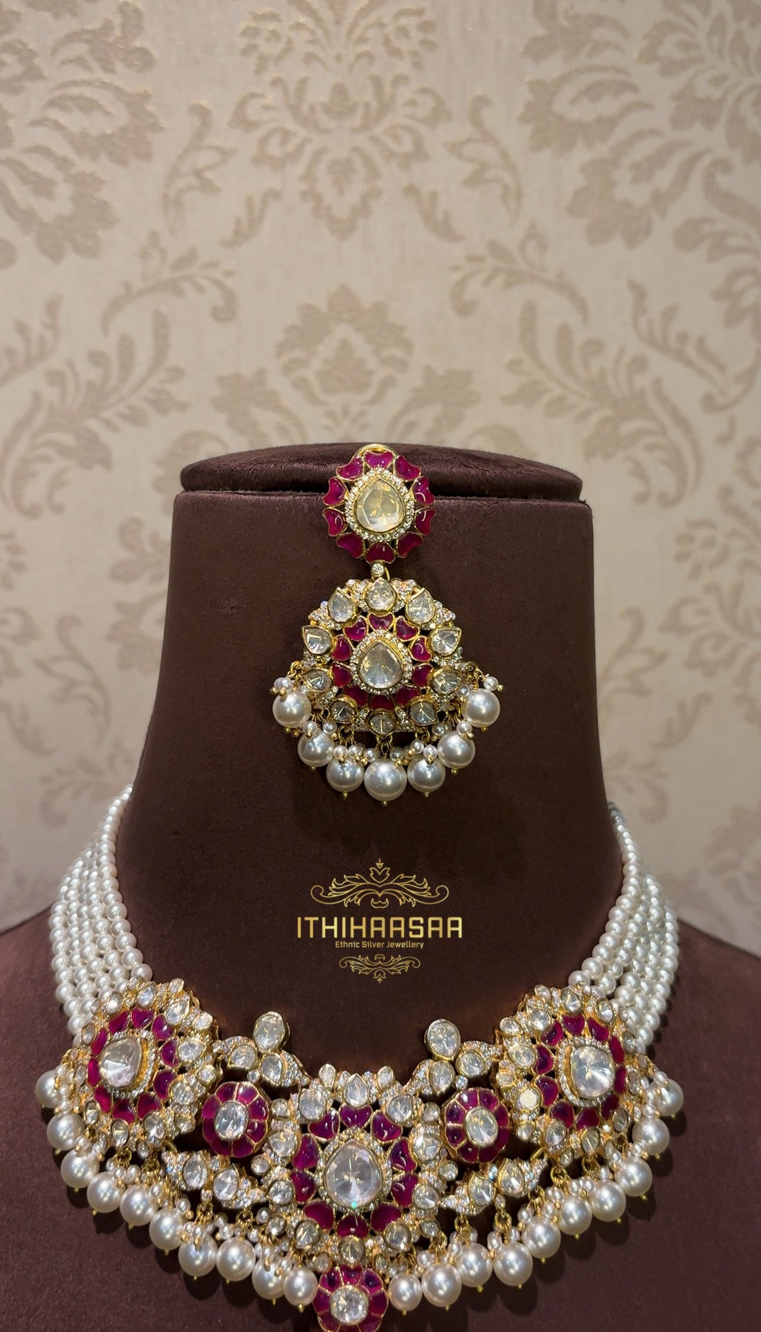 Ranika 2-in-1 Uncut Polki Ruby Choker/ Necklace