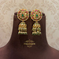 Antique vintage kundan detachable jhumkas with real pearls made with 92.5 silver