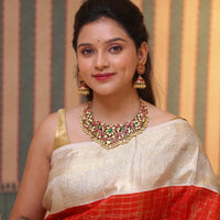 Antique kundan short necklace beautifully handcrafted with 92.5 silver 
