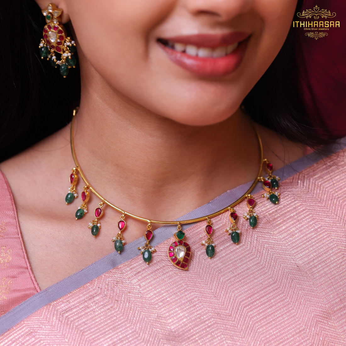 Vanya 2-in-1 Reversible Kundan Mango Hasli Necklace